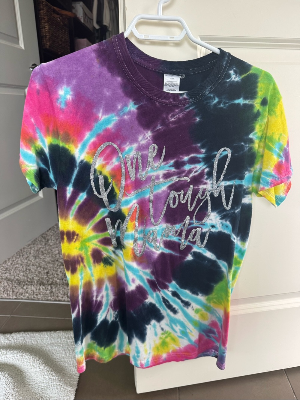 Tie-Dye 'One Tough Mama' Graphic Tee - Multicolor